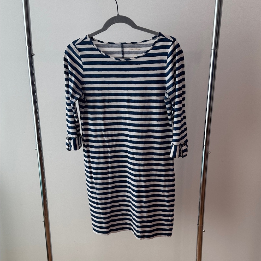 Lilly Pulitzer Navy and White Striped Long Sleeve Dress